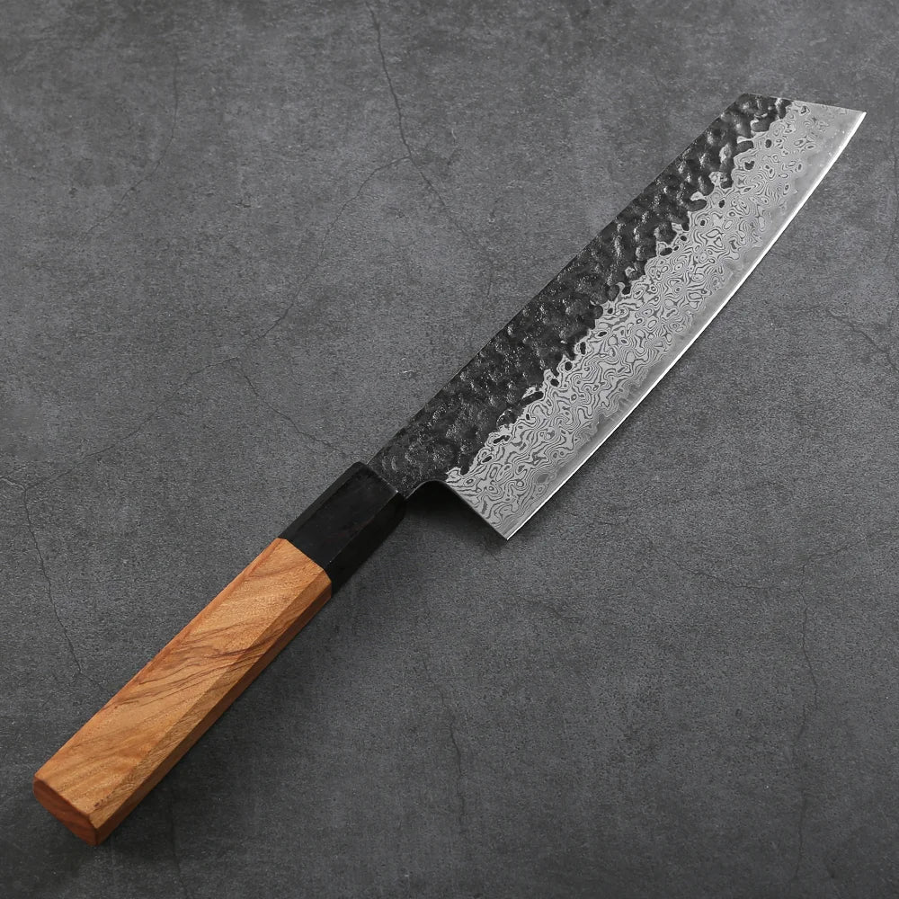 Couteau Kiritsuke 8 po – Acier damassé VG-10 & manche en bois d’olivier
