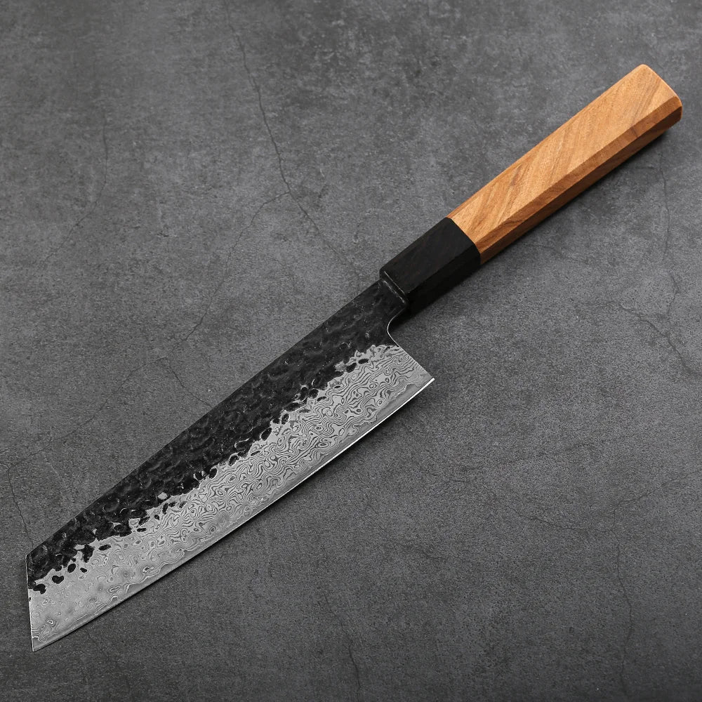 Couteau Kiritsuke 8 po – Acier damassé VG-10 & manche en bois d’olivier