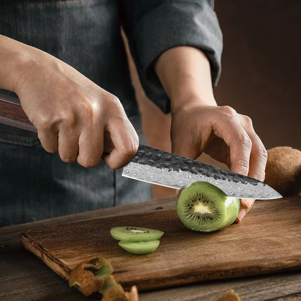 Couteau Petty 5 po – Acier damassé VG-10 & manche en palissandre