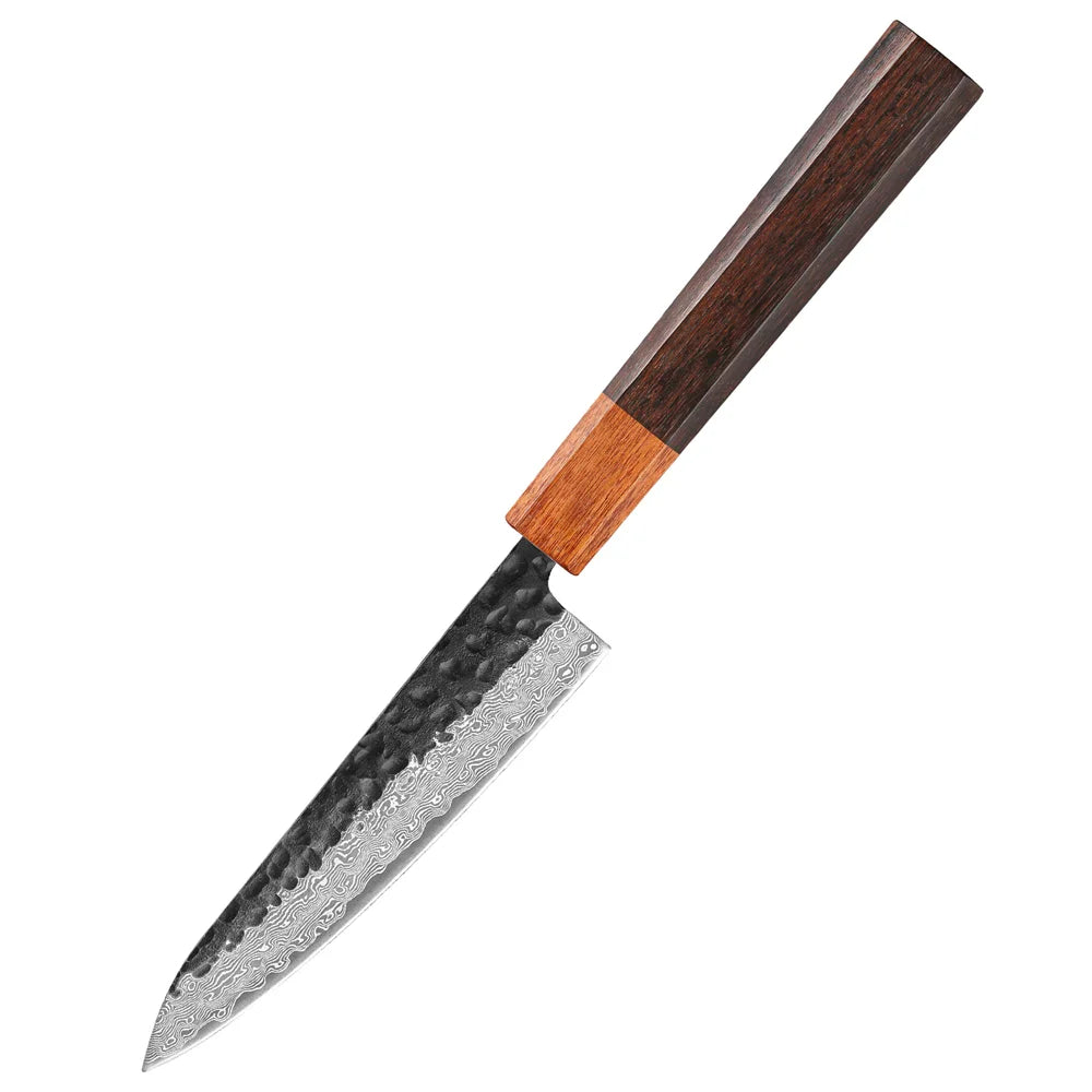 Couteau Petty 5 po – Acier damassé VG-10 & manche en palissandre